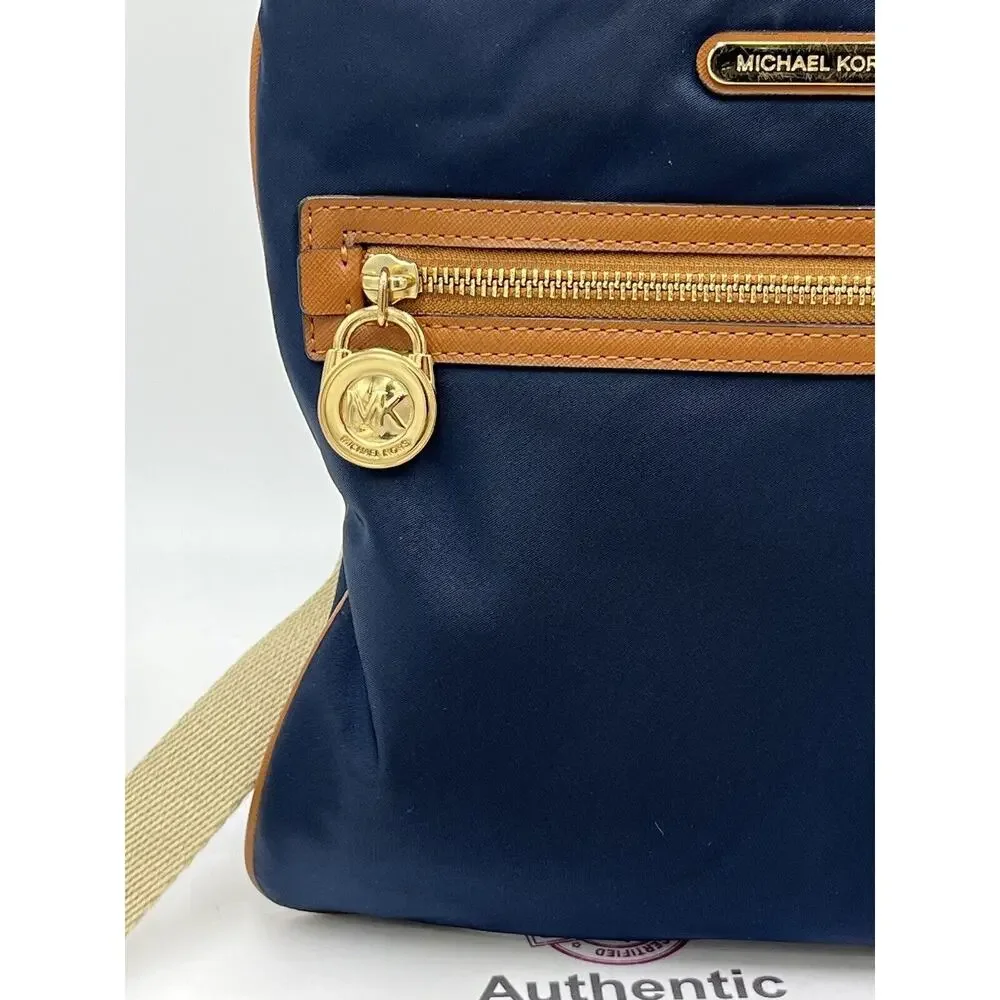 Michael Kors Authenticated Kempton Navy‎ Nylon Leather Crossbody Shoulder Bag